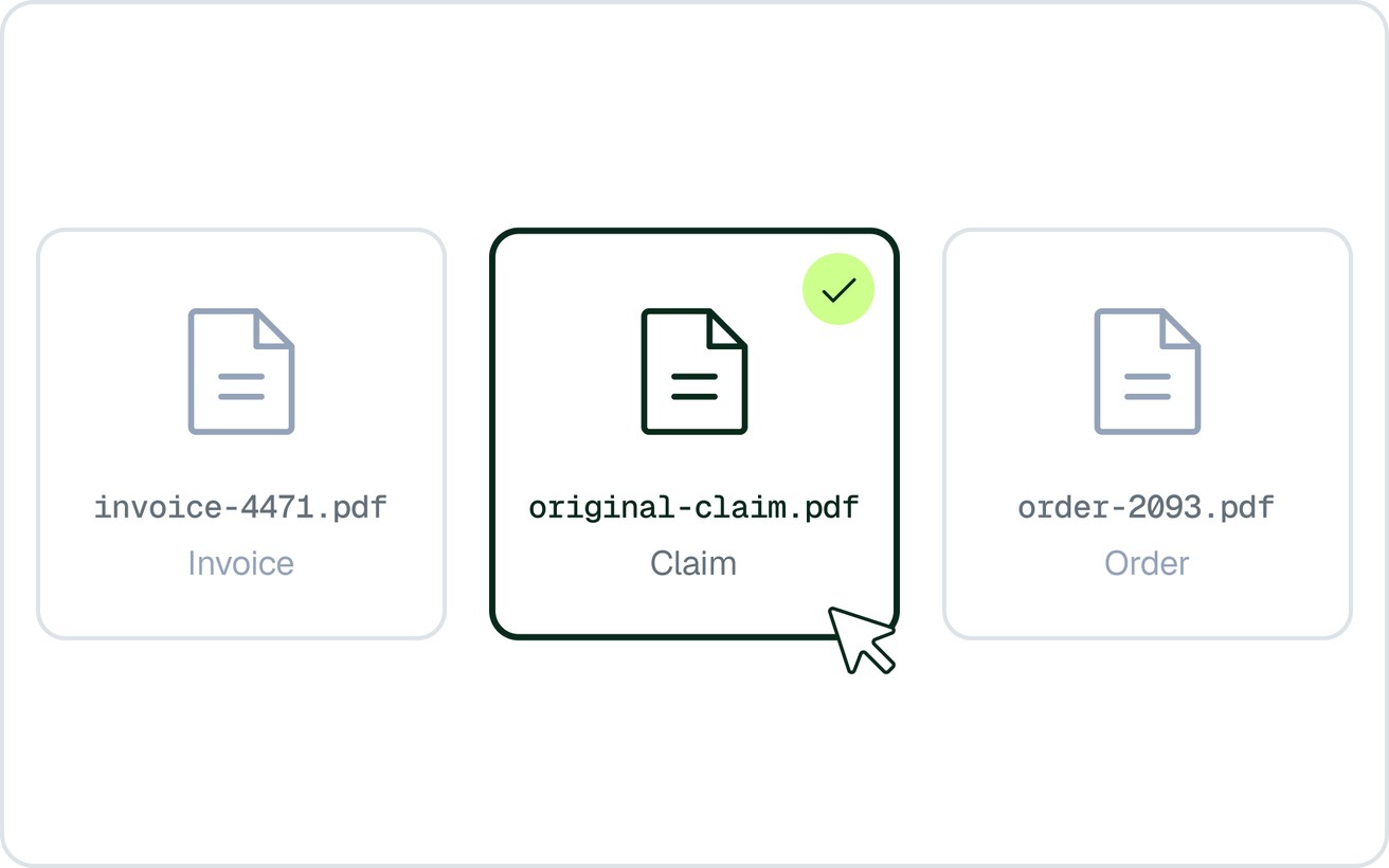 Choose one document — the claim is selected from the queue